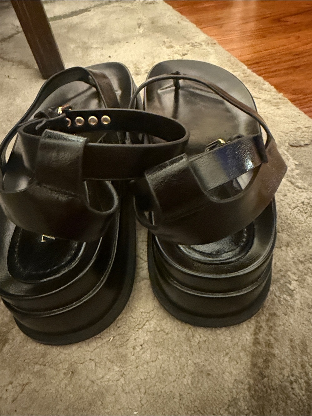 ZARA Black Strap Thong Sandals - Picture 7 of 8
